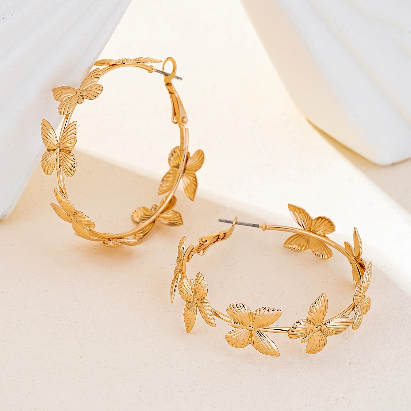 Geometric Simple Butterfly Hoop Earrings
